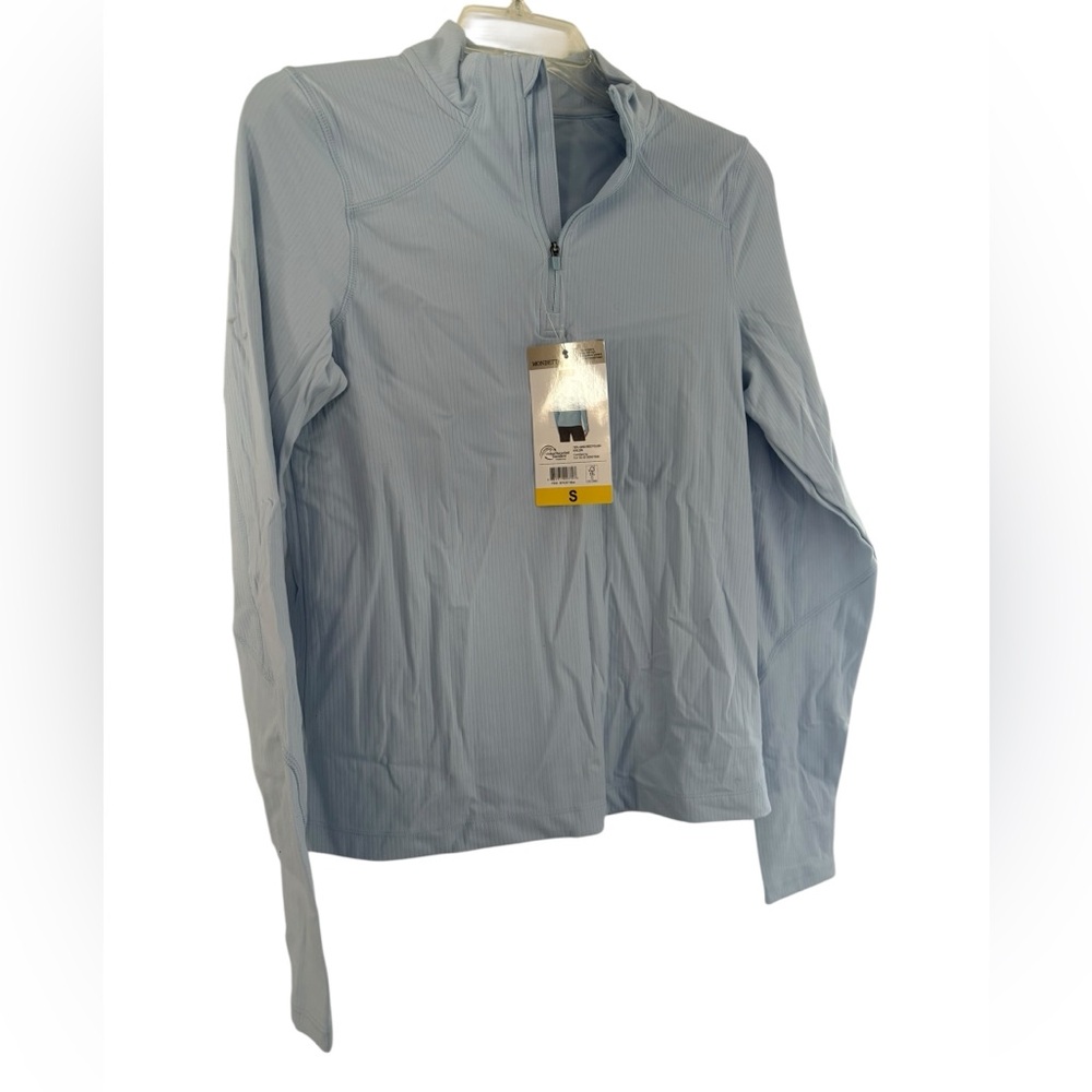 Mondetta Women's Active Ribbed 1/2 Zip Top Light Blue Size S